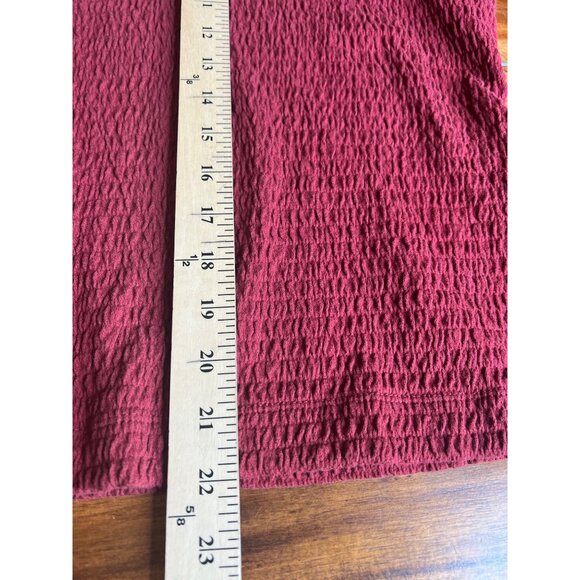 Anthropologie Smocked Red Textured Bell Sleeve Scoop Neck Top XL - Picture 12 of 16